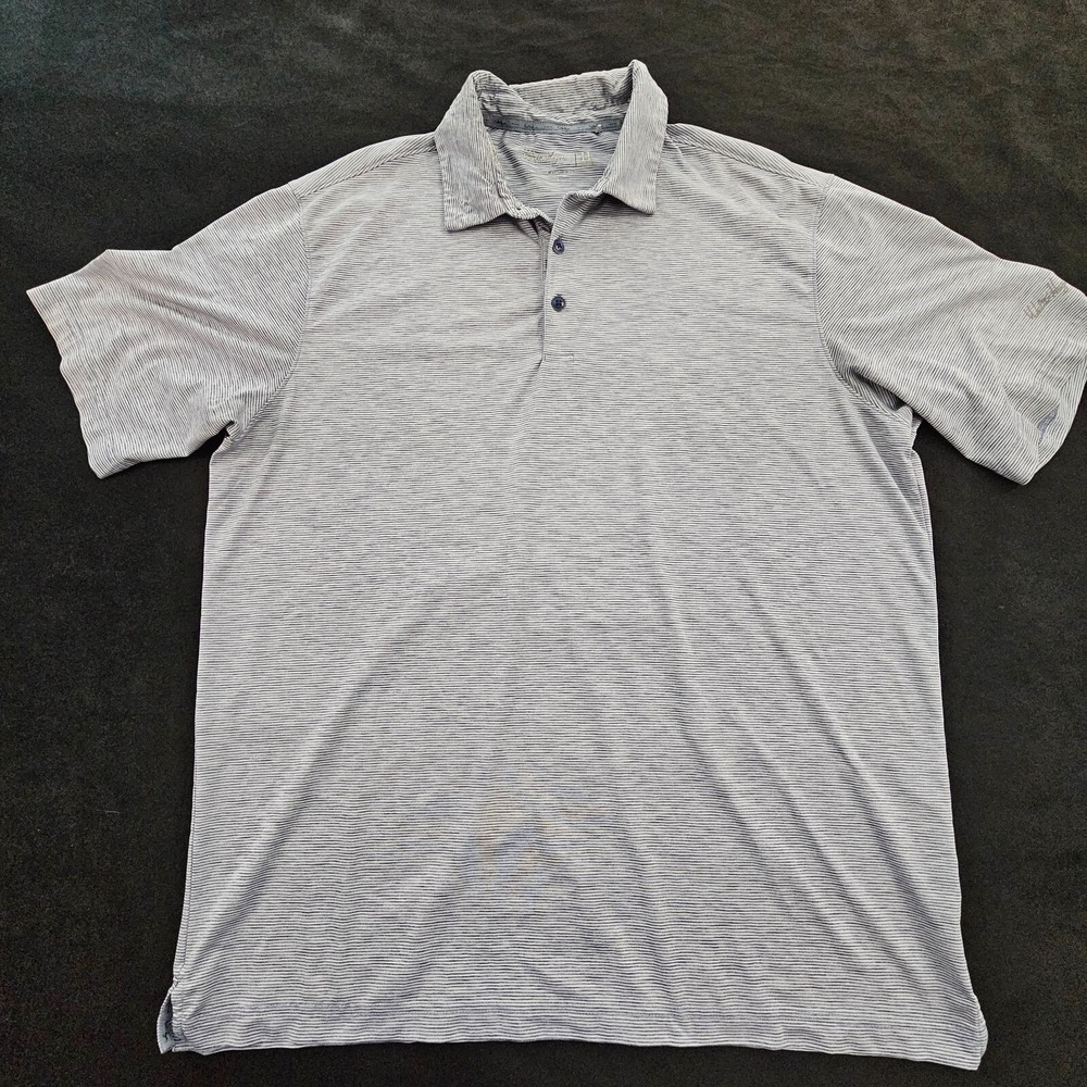 Walter‎ Hagen Blue/White Striped Performance Golf Polo Shirt Men's L